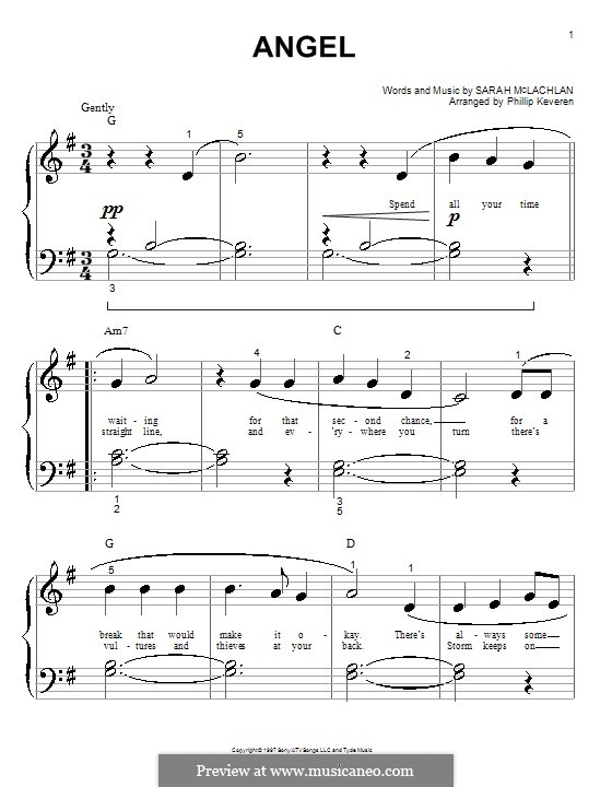 Angel: For piano (very easy version) by Sarah McLachlan