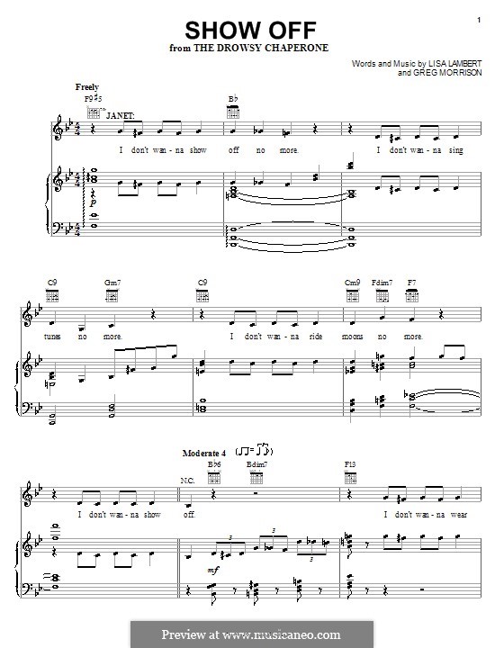 Show Off (from The Drowsy Chaperone): For voice and piano (or guitar) by Greg Morrison