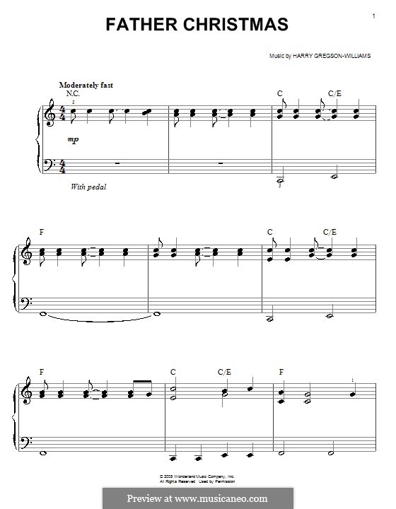 father christmas from the chronicles of narnia by h gregson narnia piano sheet music