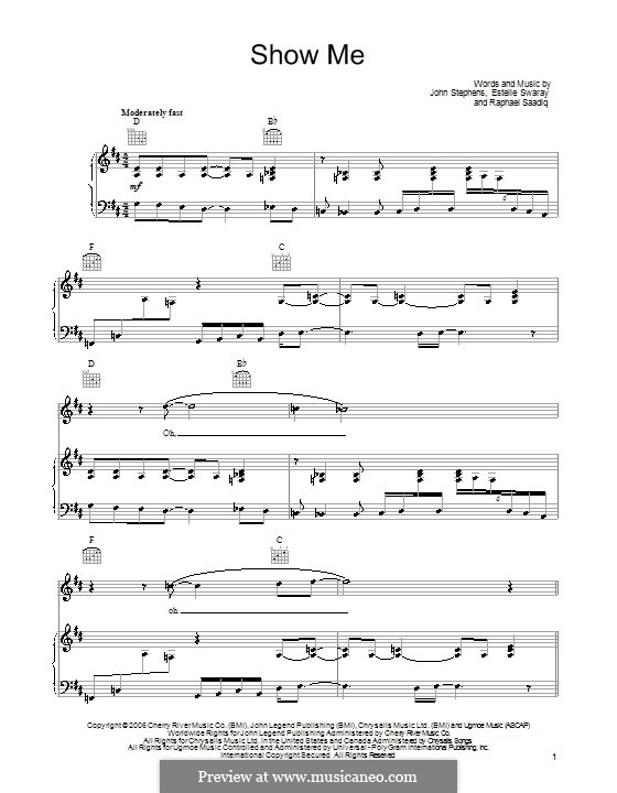 Show Me (John Legend) by E. Swaray, J. Stephens, R. Saadiq on MusicaNeo