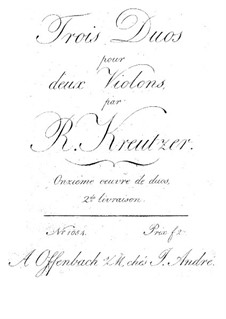 Three Duos for Two Violins, Op.11: Parts by Rodolphe Kreutzer