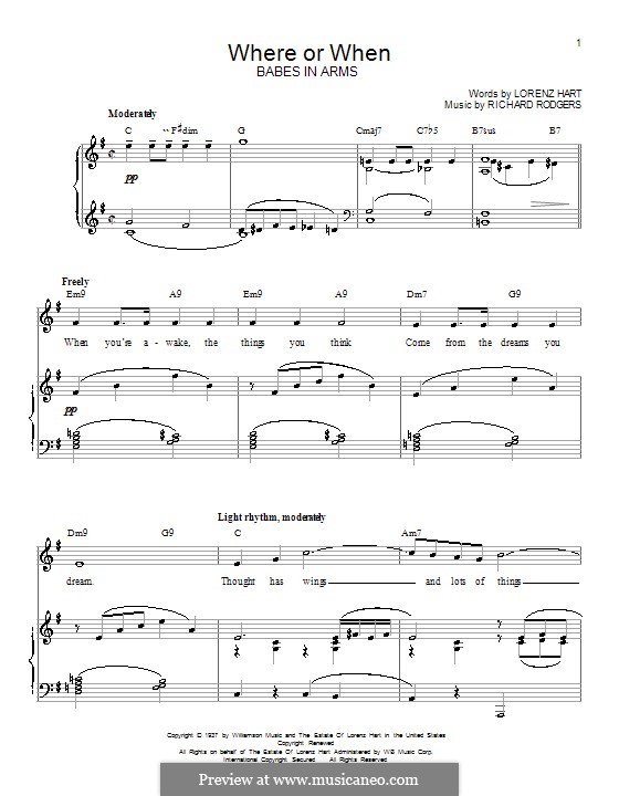 Where Or When (from Babes In Arms): For voice and piano (or guitar) by Richard Rodgers