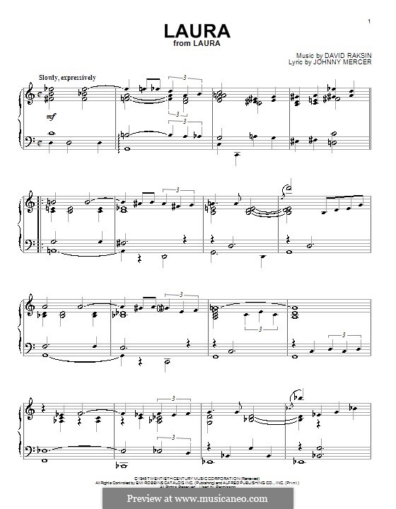 Laura (Frank Sinatra): For piano by David Raksin
