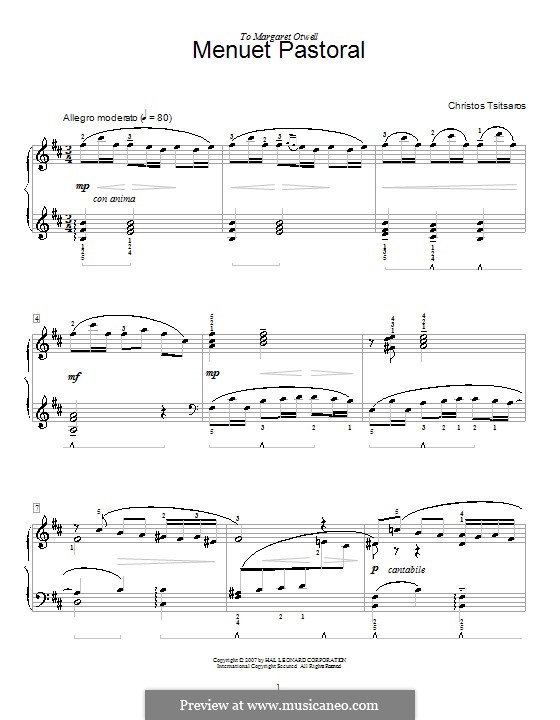 Menuet Pastoral: For piano by Christos Tsitsaros