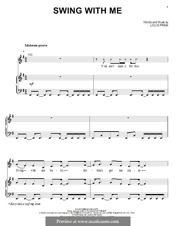 Swing with Me (Jessica Simpson): For voice and piano (or guitar) by Louis Prima