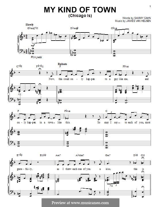 My Kind of Town (Chicago Is) by J.V. Heusen - sheet music on MusicaNeo