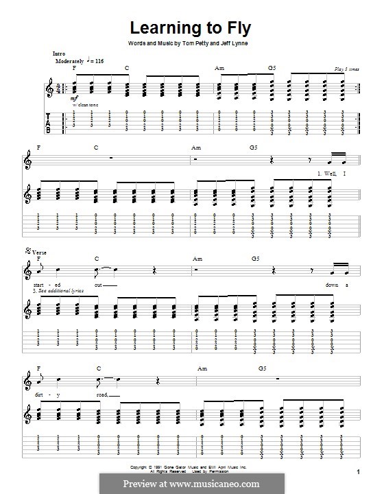 Learning to Fly (Tom Petty And The Heartbreakers): For guitar with tab by Jeff Lynne