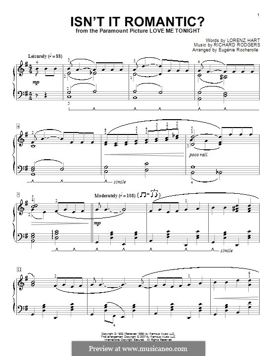 Isn't it Romantic?: For piano by Richard Rodgers