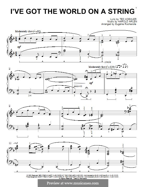 I've Got the World on a String: For piano by Harold Arlen