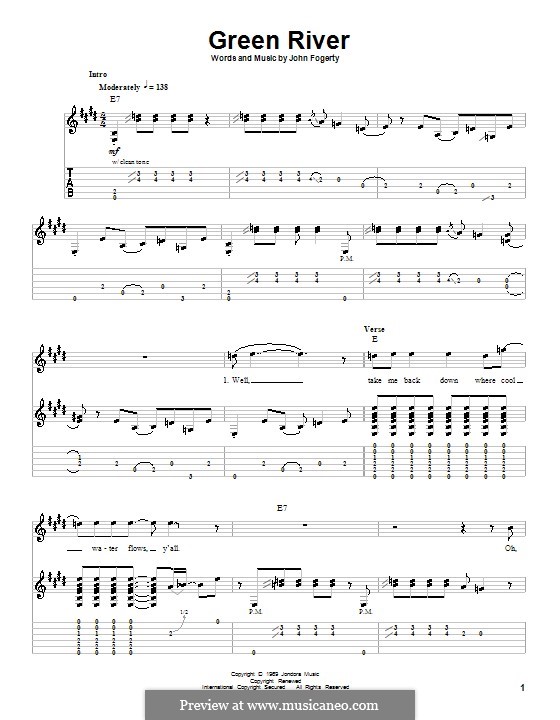 Green River (Creedence Clearwater Revival): For guitar with tab by John C. Fogerty