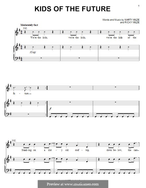 Kids of the Future (Jonas Brothers): For voice and piano (or guitar) by Marty Wilde, Ricky Wilde