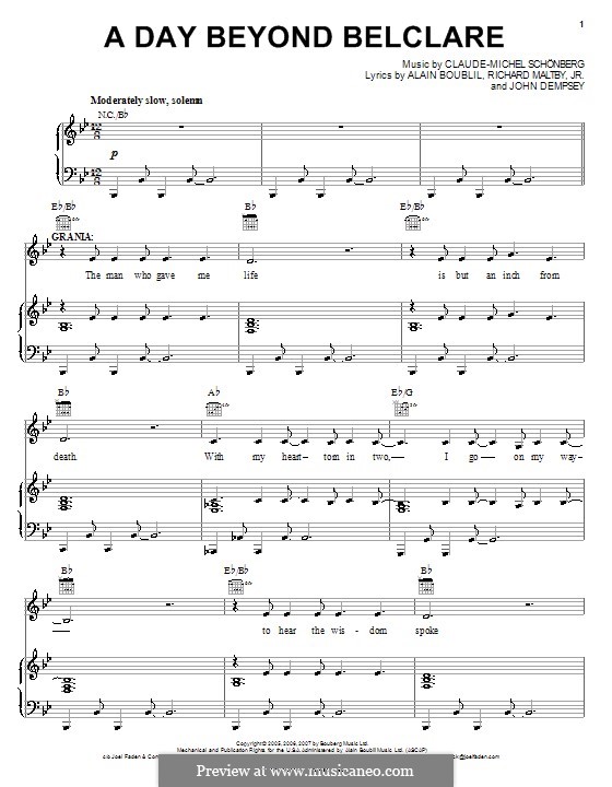 A Day Beyond Belclare: For voice and piano (or guitar) by Claude-Michel Schönberg