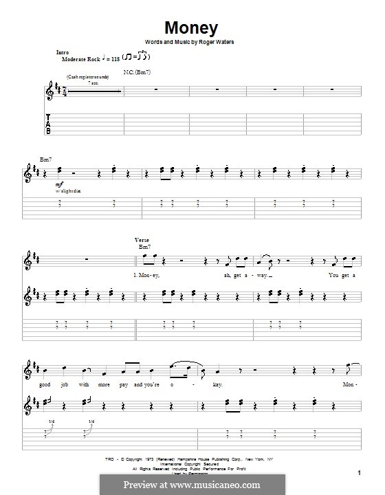 Money (Pink Floyd): For guitar with tab by Roger Waters