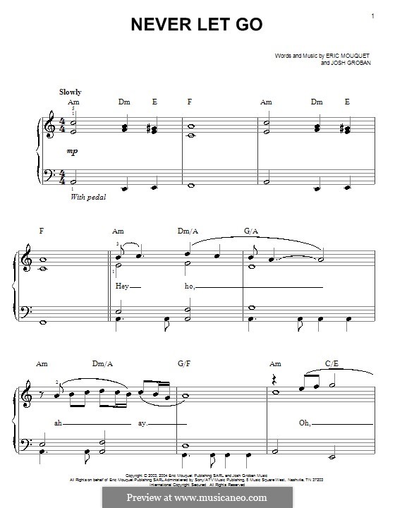 Never Let Go: For piano by Eric Mouquet
