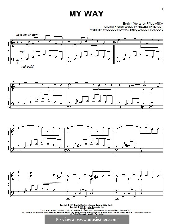 My Way: For piano (Elvis Presley) by Claude Francois, Jacques Revaux