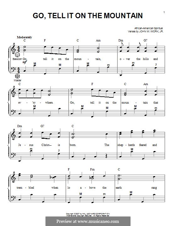 Go, Tell it on the Mountain (Printable Scores): For accordion by folklore