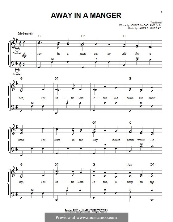 Away in a Manger (Printable Scores): For accordion by James R. Murray