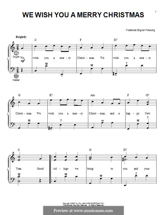 We Wish You a Merry Christmas (Printable Scores): For accordion by folklore