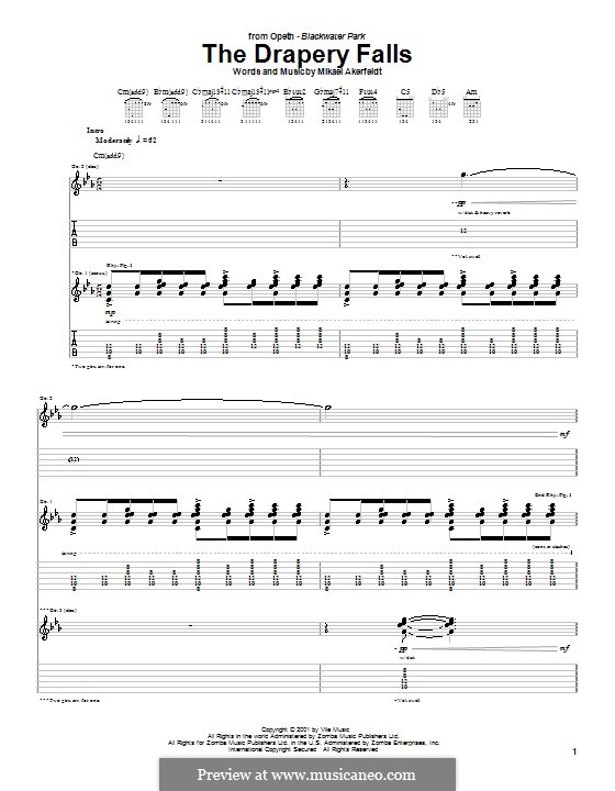 The Drapery Falls Opeth By M Akerfeldt Sheet Music On Musicaneo