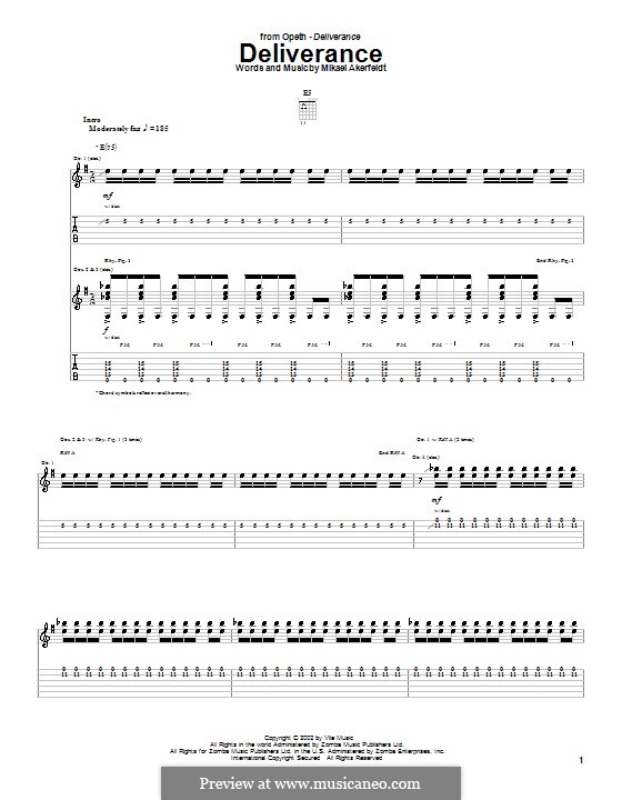 Deliverance (Opeth): For guitar with tab by Mikael Akerfeldt