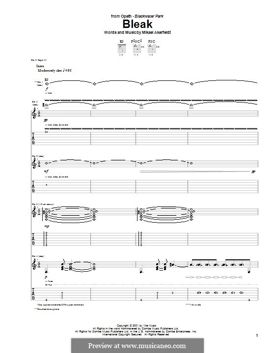 Bleak (Opeth): For guitar with tab by Mikael Akerfeldt