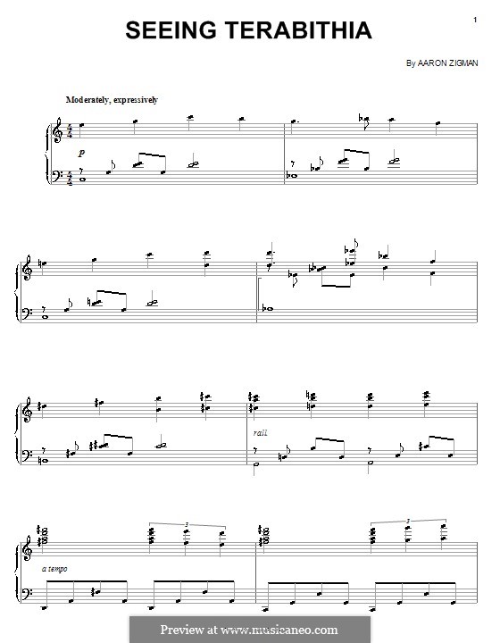 Seeing Terabithia: For piano by Aaron Zigman