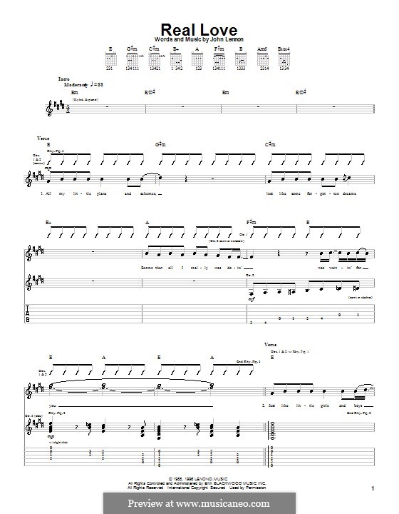 Real Love (The Beatles): For guitar with tab by John Lennon