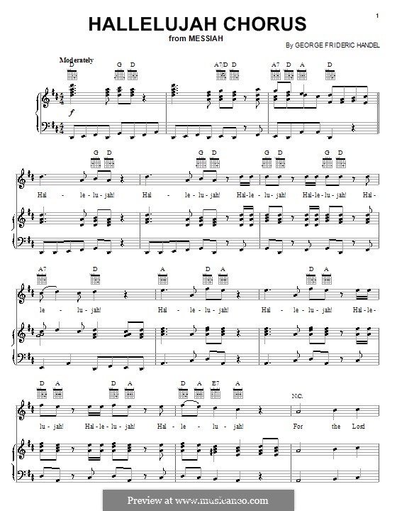 No.44 Hallelujah (Printable Scores): For voice and piano (or guitar) by Georg Friedrich Händel