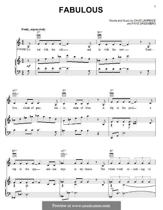 Fabulous (High School Musical 2): For voice and piano (or guitar) by David N. Lawrence, Faye Greenberg