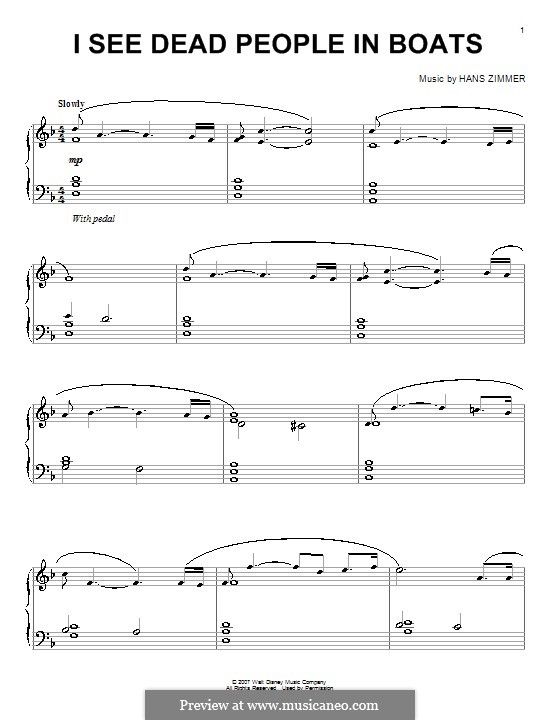 I See Dead People in Boats (from Pirates of the Caribbean: At World's End): For piano by Hans Zimmer