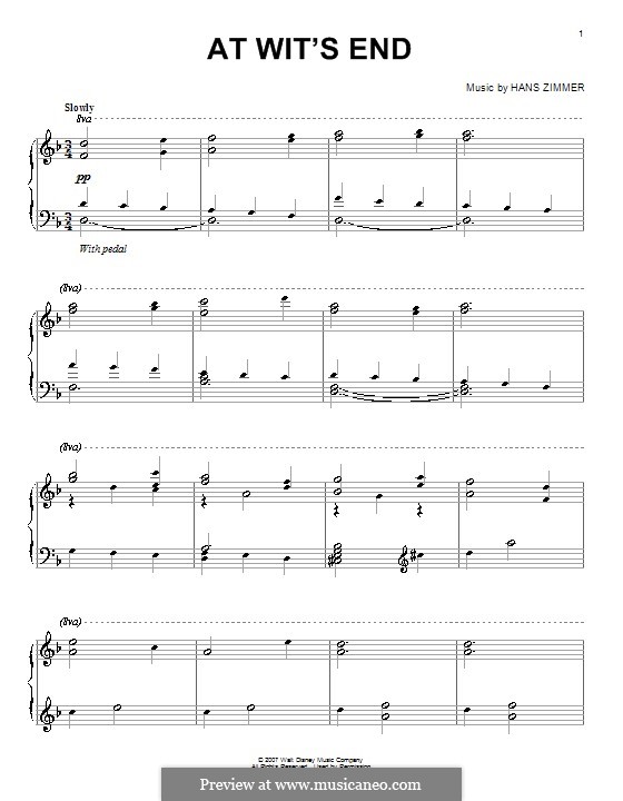 At Wit's End (from Pirates of the Caribbean: At World's End): For piano by Hans Zimmer