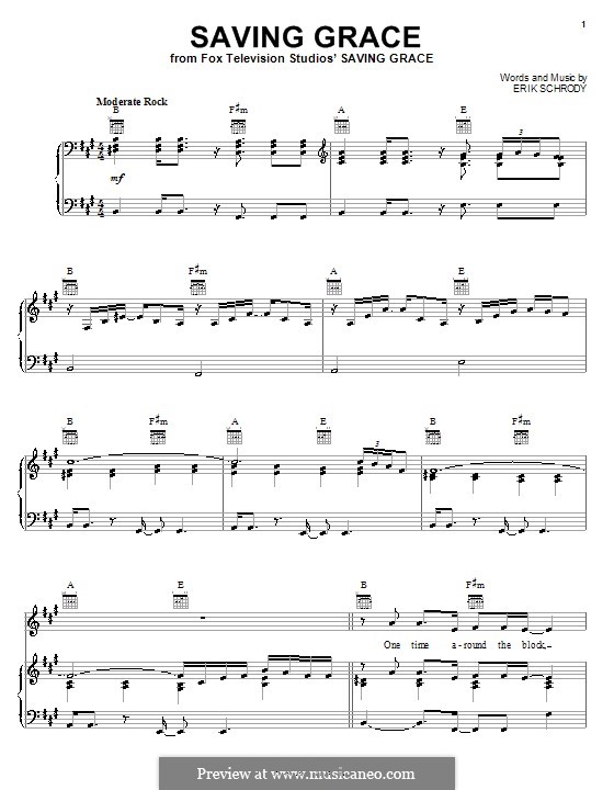 Saving Grace (Everlast): For voice and piano (or guitar) by Erik Schrody