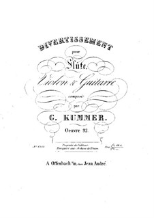 Three Divertissements for Flute, Violin and Guitar, Op.92: Parts by Kaspar Kummer