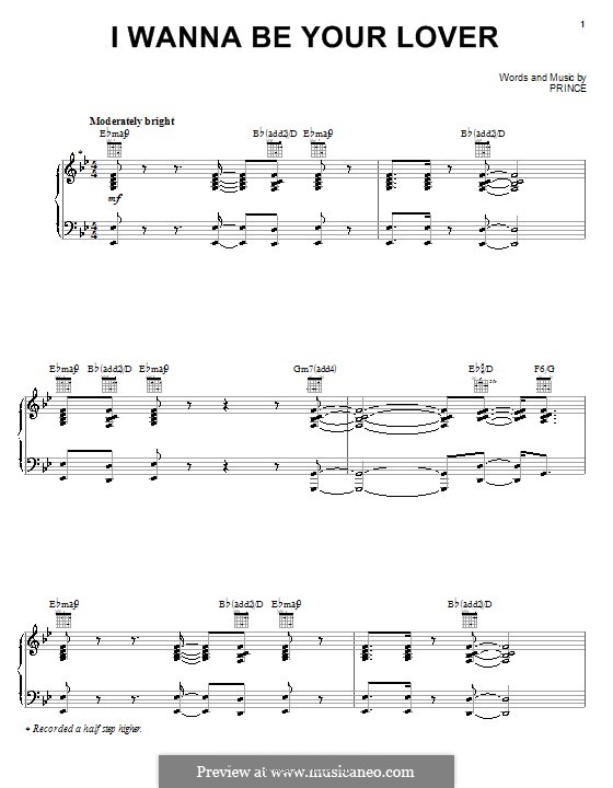 I Wanna Be Your Lover By Prince Sheet Music On Musicaneo