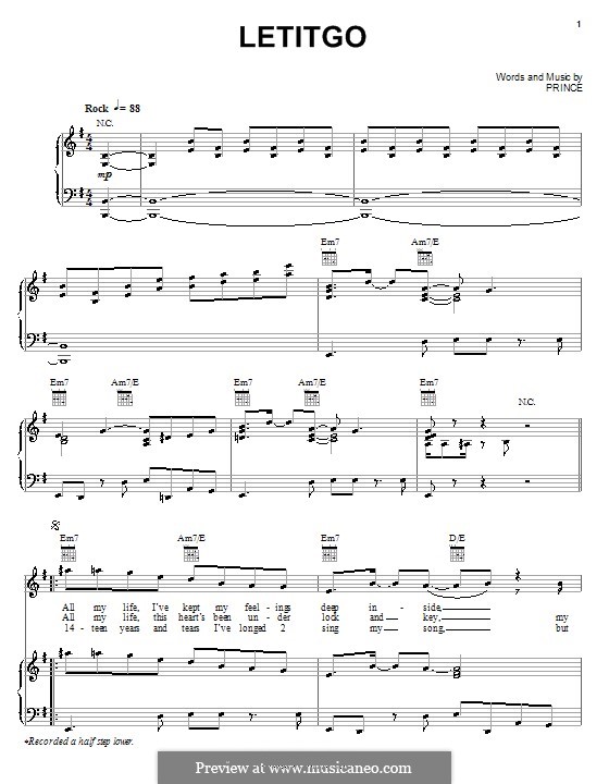 Letitgo: For voice and piano (or guitar) by Prince