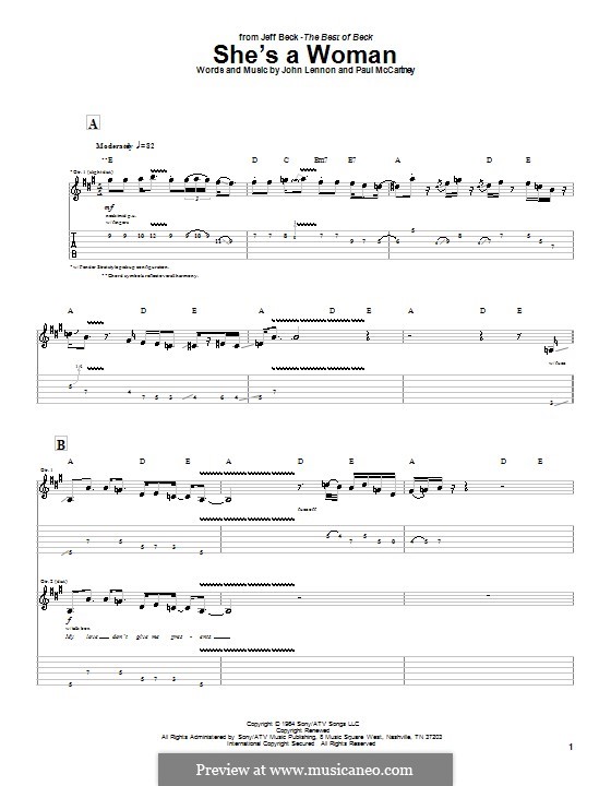 She's a Woman (The Beatles): For guitar with tab by John Lennon, Paul McCartney
