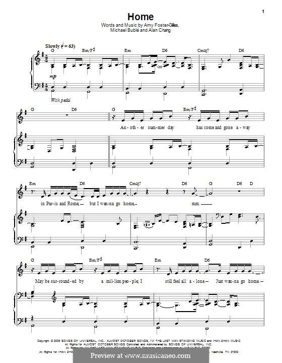Home: For voice and piano (or guitar) by Alan Chang, Amy Foster-Gillies, Michael Bublé