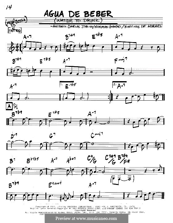 Agua de Beber (Water To Drink): Melody and chords - C instruments by Antonio Carlos Jobim