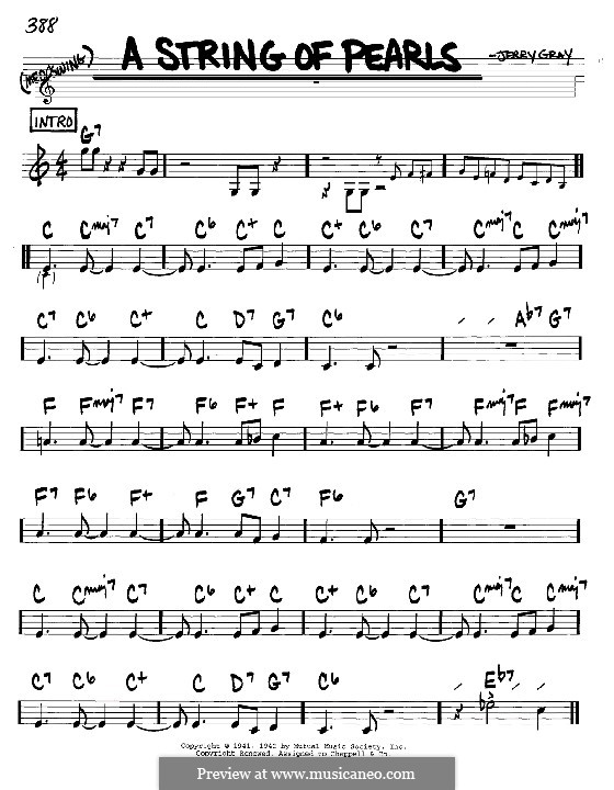 A String of Pearls: Melody and chords - C instruments by Jerry Gray