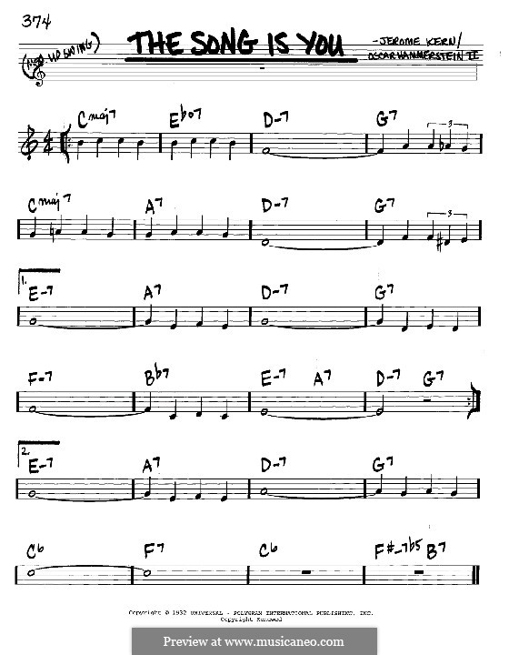 The Song is You: Melody and chords - C instruments by Jerome Kern