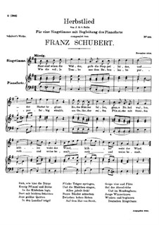 Herbstlied (Autumn Song), D.502: G Major by Franz Schubert