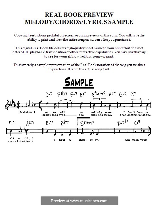 Vocal version: Melody, lyrics and chords - C instruments by Duke Ellington