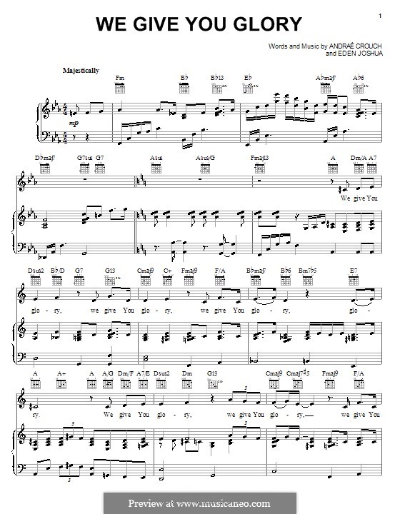 We Give You Glory: For voice and piano (or guitar) by Eden Joshua
