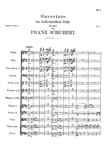 Overture for Orchestra in Italian Style in D Major, D.590: Full score by Franz Schubert