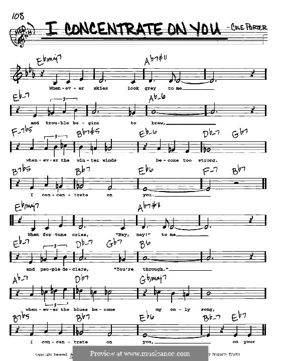 I Concentrate on You: Melody, lyrics and chords - C instruments by Cole Porter