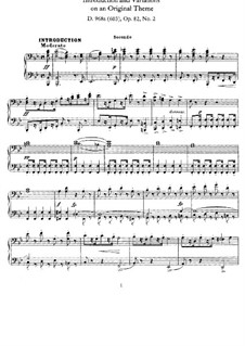 Variations on an Original Theme, D.603/968a Op.82 No.2: For piano four hands by Franz Schubert