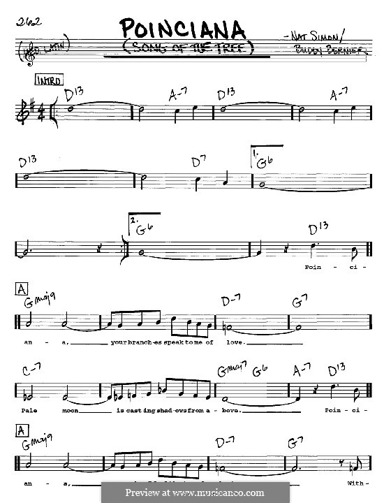 Poinciana (Song of the Tree): Melody, lyrics and chords - C instruments by Nat Simon