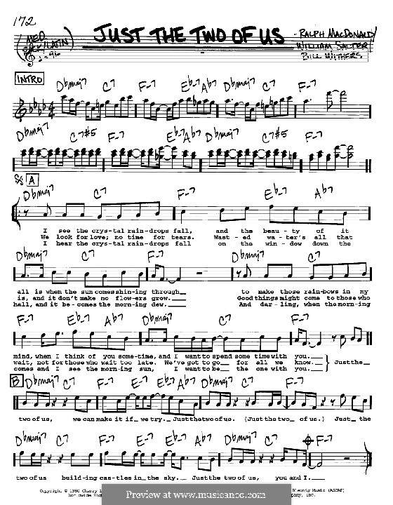 Just The Two Of Us Sheet Music | Grover Washington Jr. feat. Bill Withers |  Real Book – Melody, Lyrics & Chords