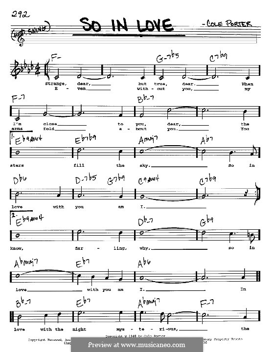 So in Love: Melody, lyrics and chords - C instruments by Cole Porter