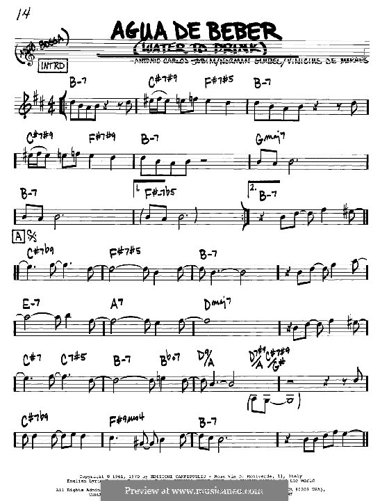 Agua de Beber (Water To Drink): Melody and chords - Bb instruments by Antonio Carlos Jobim